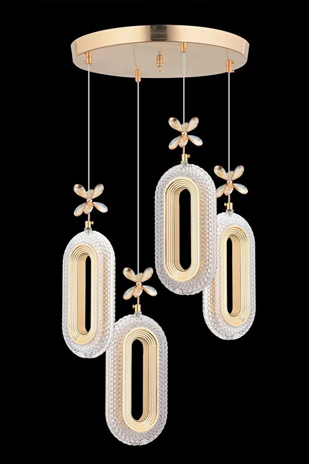 Alfa Led 4'lü Gold Kumandalı 3 Renk Ledli Modern Led Avize